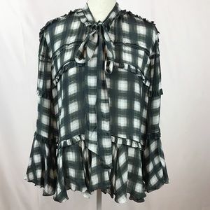 Preen Line Arlina Checked Woven Ruffle Blouse